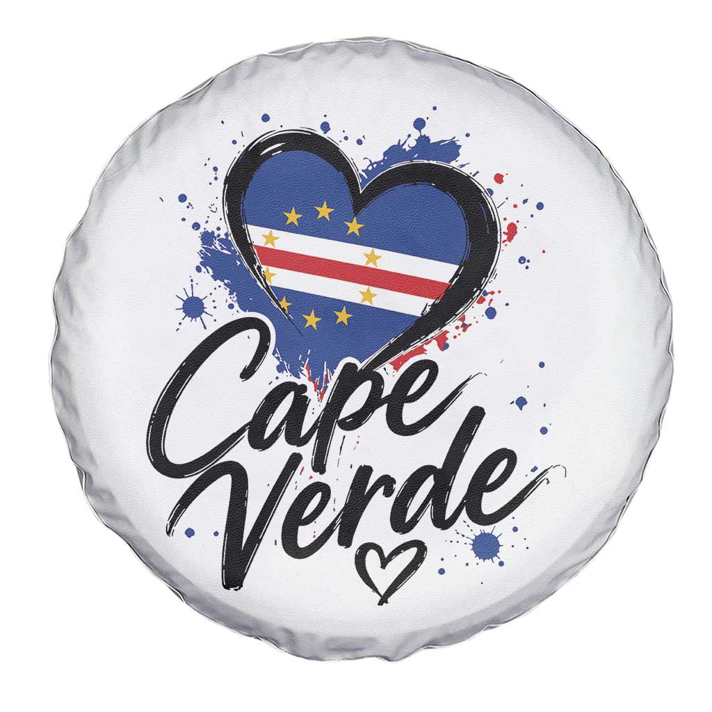 Cape Verde Flag Heart Spare Tire Cover Cabo Verde Pride Verdean Love