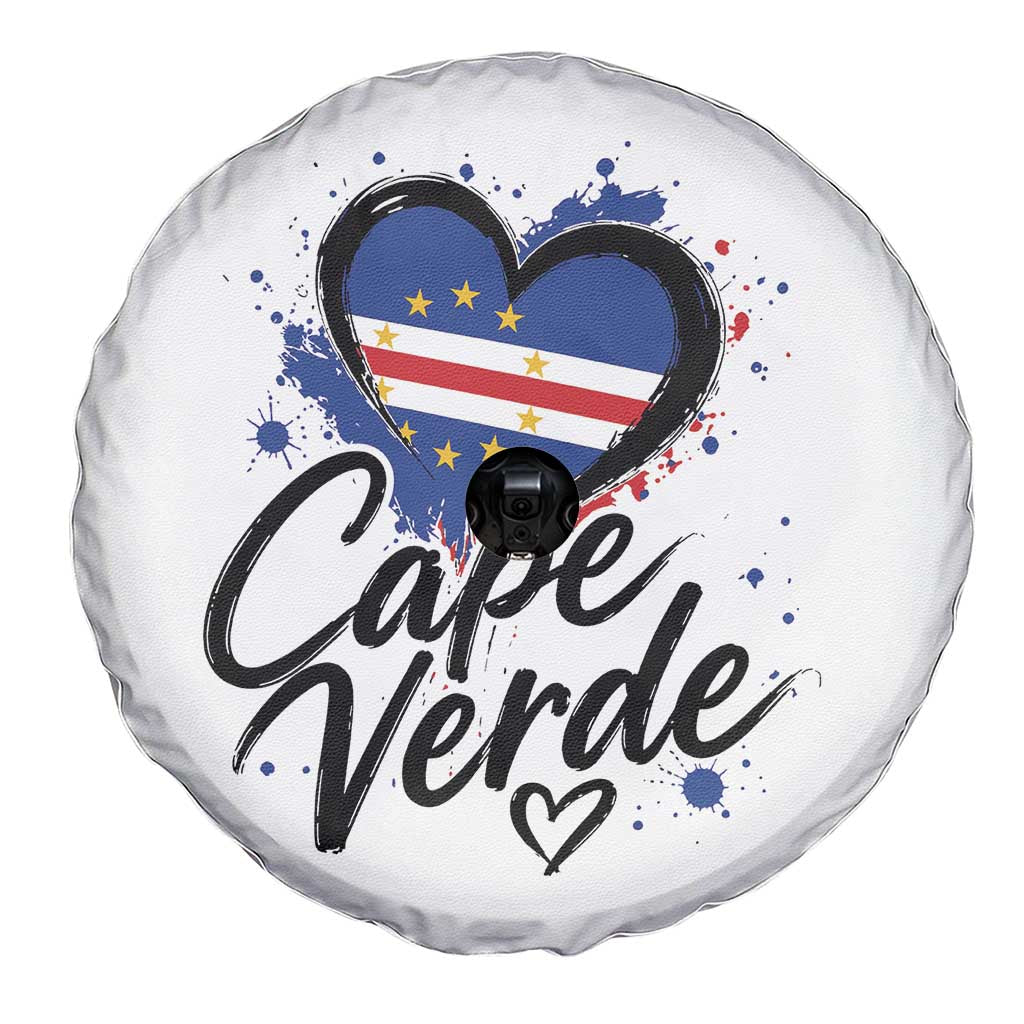 Cape Verde Flag Heart Spare Tire Cover Cabo Verde Pride Verdean Love