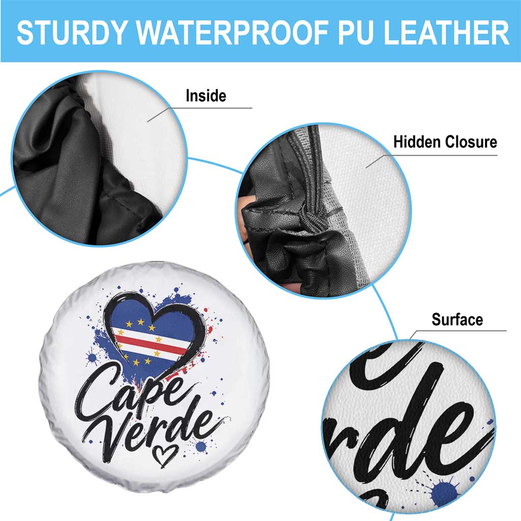 Cape Verde Flag Heart Spare Tire Cover Cabo Verde Pride Verdean Love
