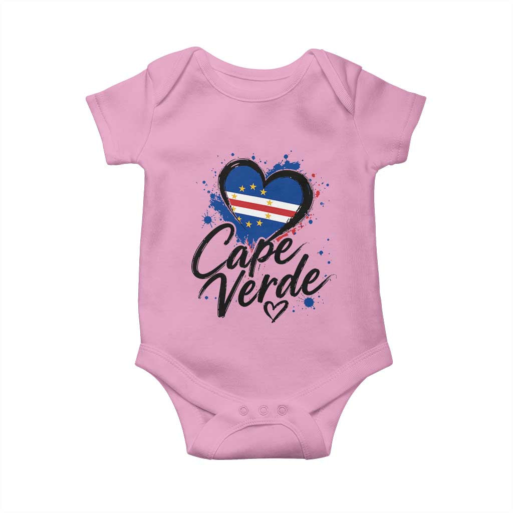 Cape Verde Flag Heart Baby Onesie Cabo Verde Pride Verdean Love