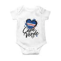 Cape Verde Flag Heart Baby Onesie Cabo Verde Pride Verdean Love