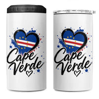 Cape Verde Flag Heart 4 in 1 Can Cooler Tumbler Cabo Verde Pride Verdean Love