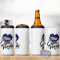 Cape Verde Flag Heart 4 in 1 Can Cooler Tumbler Cabo Verde Pride Verdean Love