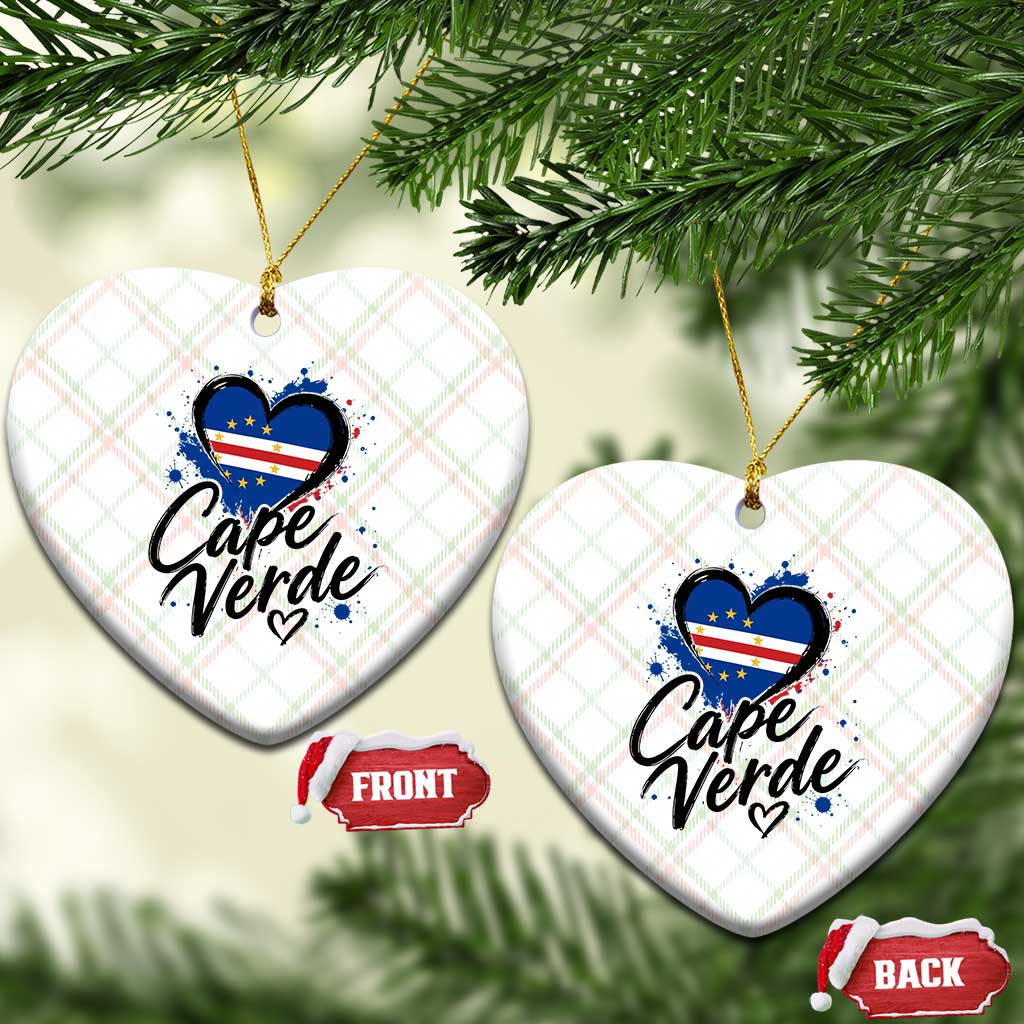 Cape Verde Flag Heart Ceramic Ornament Cabo Verde Pride Verdean Love