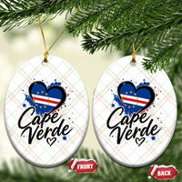 Cape Verde Flag Heart Ceramic Ornament Cabo Verde Pride Verdean Love
