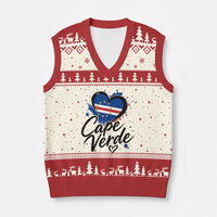 Cape Verde Flag Heart V-Neck Knit Sweater Vest Cabo Verde Pride Verdean Love