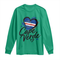 Cape Verde Flag Heart Long Sleeve Shirt Cabo Verde Pride Verdean Love
