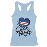 Cape Verde Flag Heart Racerback Tank Top Cabo Verde Pride Verdean Love