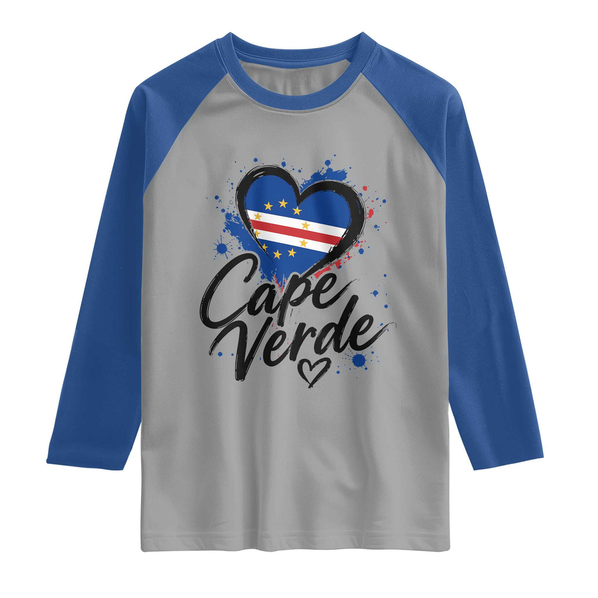Cape Verde Flag Heart Raglan Shirt Cabo Verde Pride Verdean Love