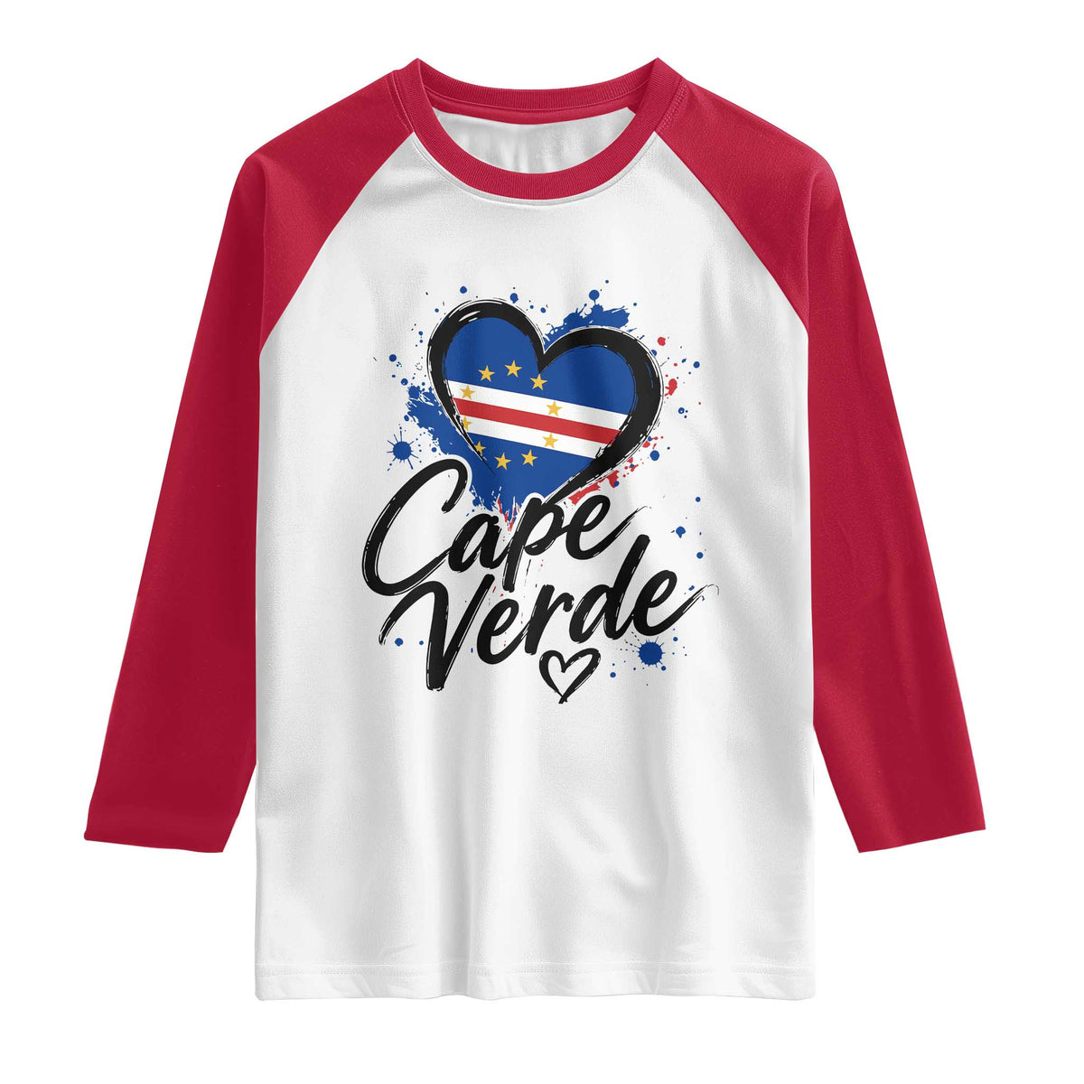 Cape Verde Flag Heart Raglan Shirt Cabo Verde Pride Verdean Love