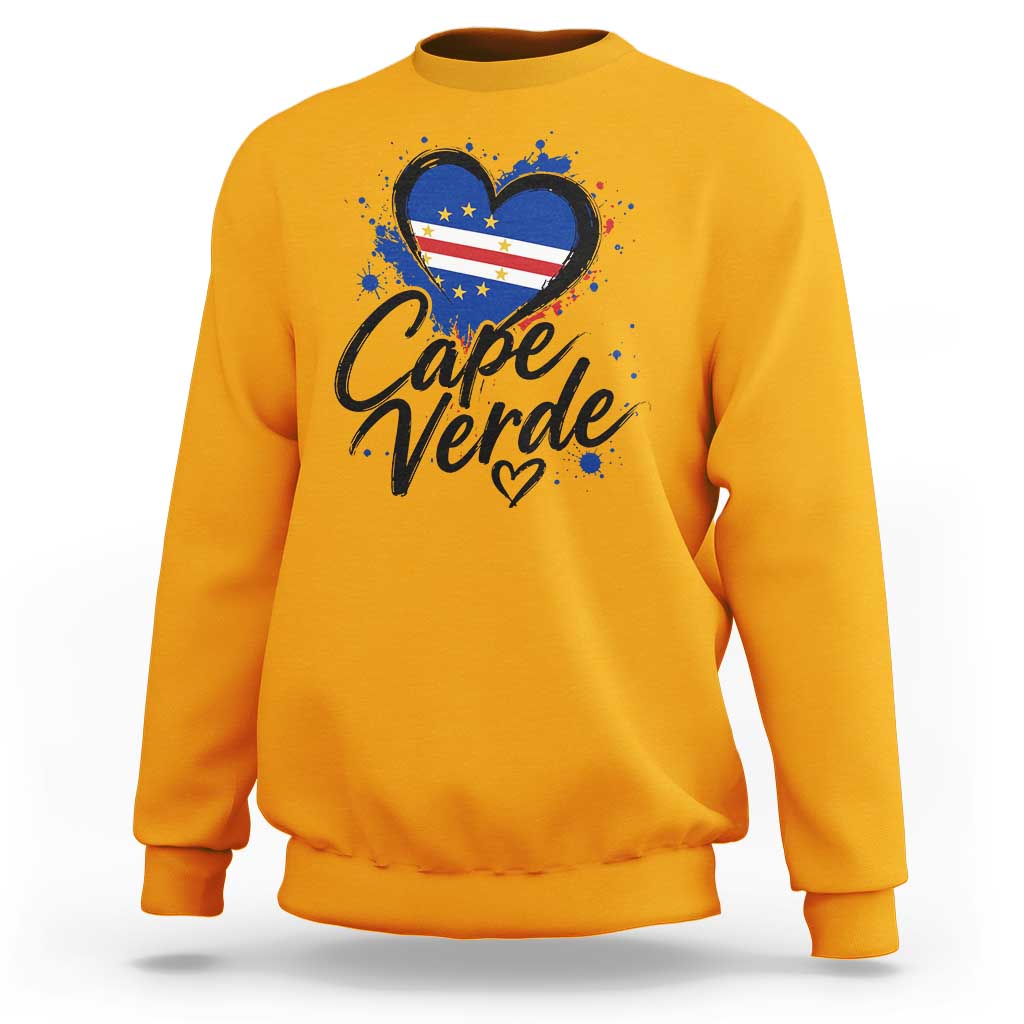 Cape Verde Flag Heart Sweatshirt Cabo Verde Pride Verdean Love