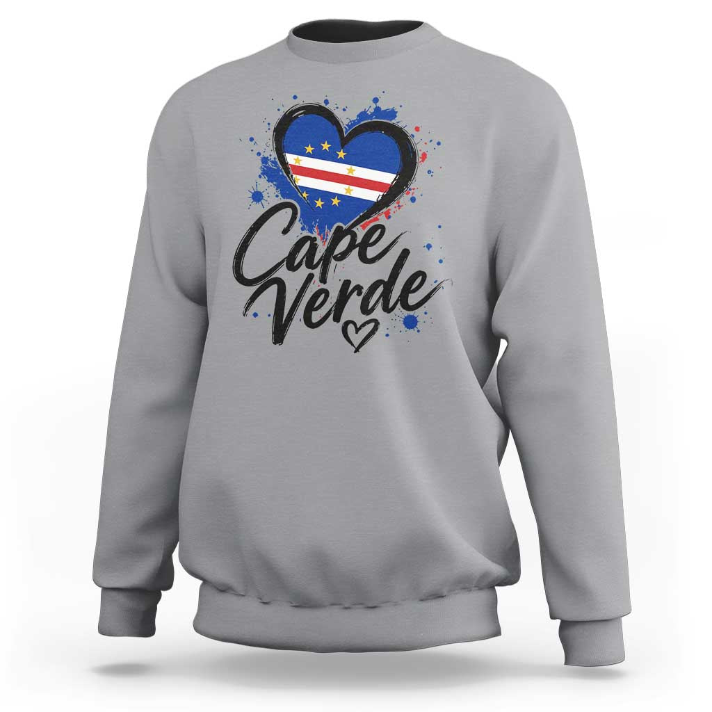 Cape Verde Flag Heart Sweatshirt Cabo Verde Pride Verdean Love
