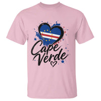 Cape Verde Flag Heart T Shirt Cabo Verde Pride Verdean Love
