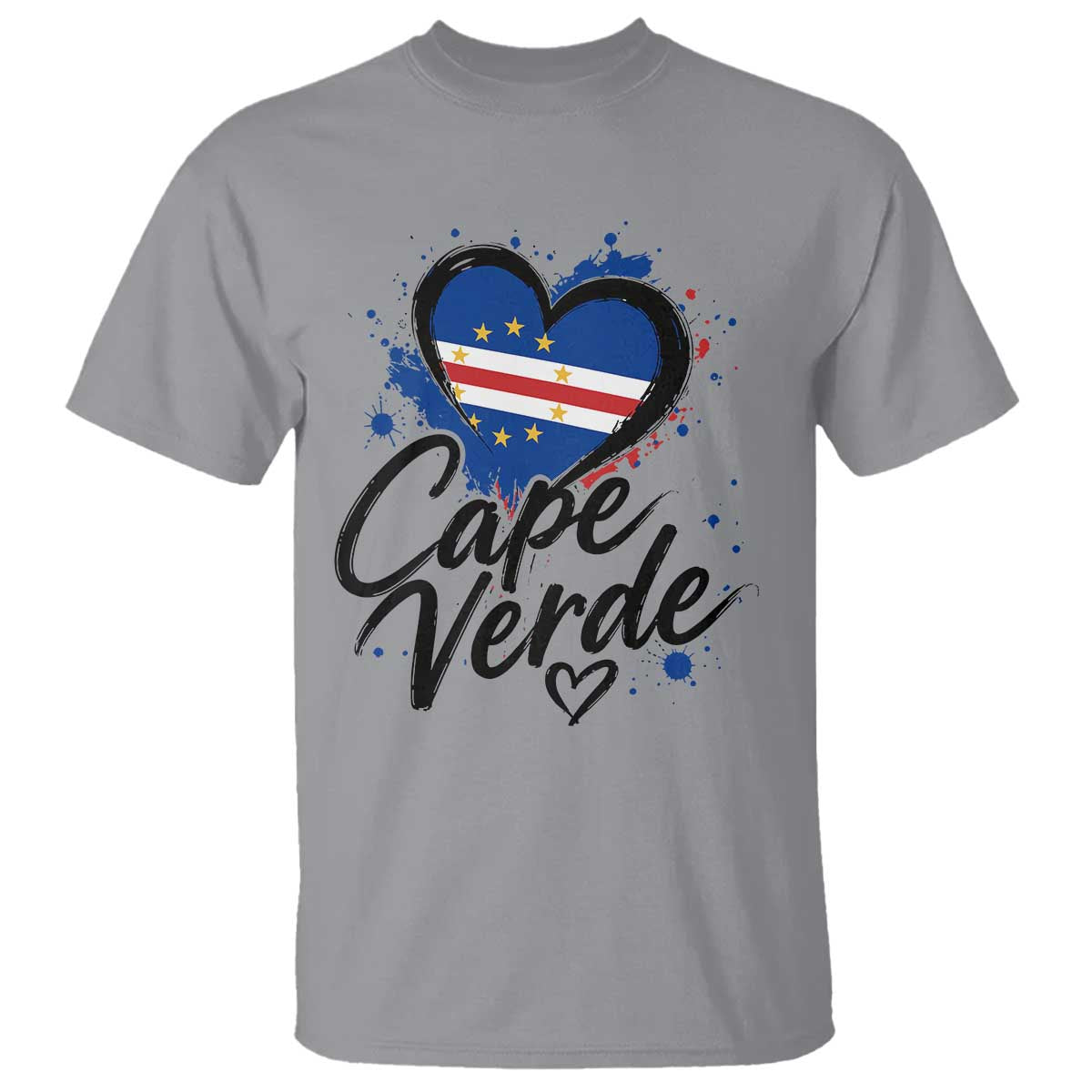 Cape Verde Flag Heart T Shirt Cabo Verde Pride Verdean Love