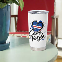 Cape Verde Flag Heart Tumbler Cup Cabo Verde Pride Verdean Love