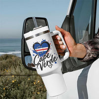 Cape Verde Flag Heart Tumbler With Handle Cabo Verde Pride Verdean Love