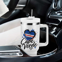 Cape Verde Flag Heart Tumbler With Handle Cabo Verde Pride Verdean Love