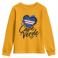 Cape Verde Flag Heart Youth Sweatshirt Cabo Verde Pride Verdean Love