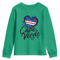 Cape Verde Flag Heart Youth Sweatshirt Cabo Verde Pride Verdean Love