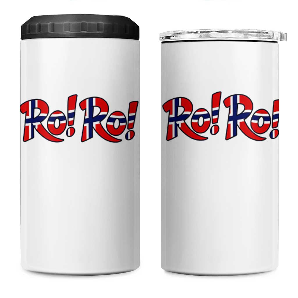 Funny Norway Flag Ro Ro Typography Graphic 4 in 1 Can Cooler Tumbler Norge Norwegian Flag Football Fans