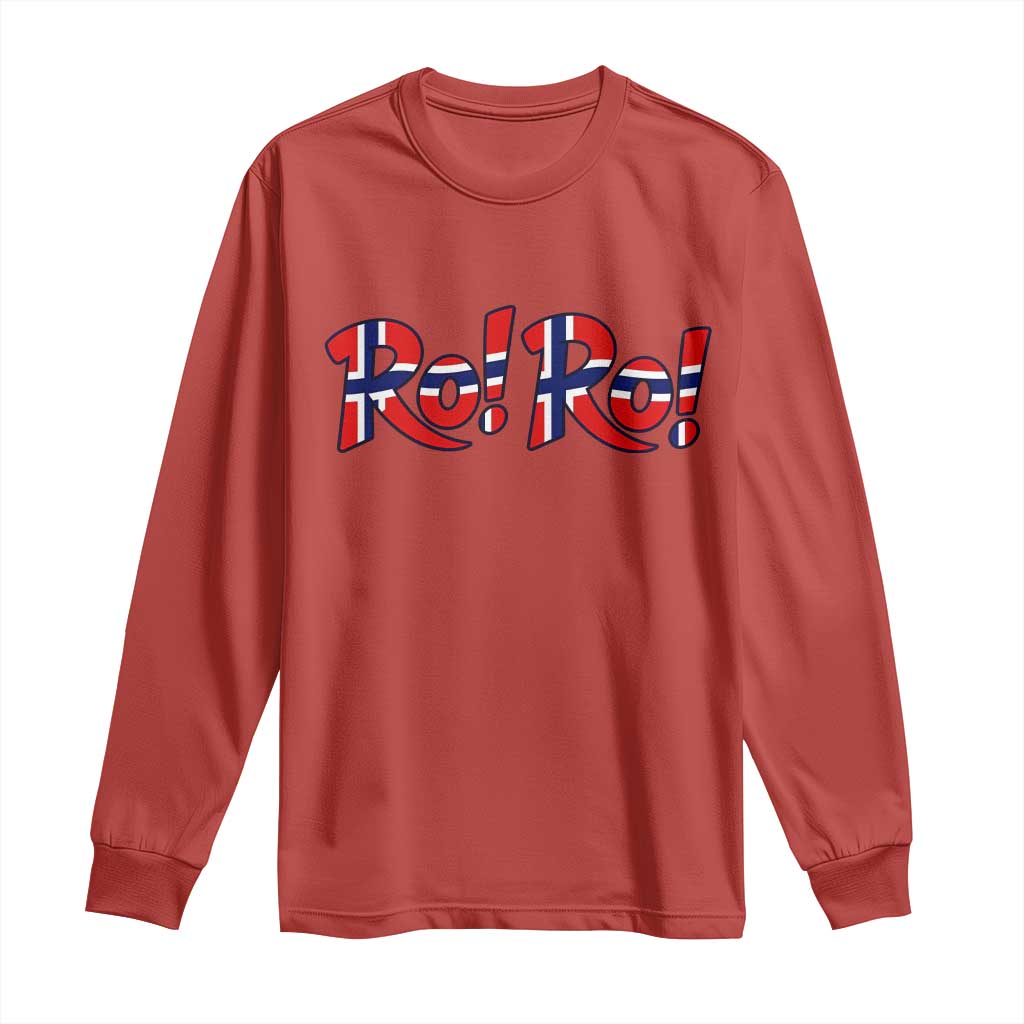Funny Norway Flag Ro Ro Typography Graphic Long Sleeve Shirt Norge Norwegian Flag Football Fans