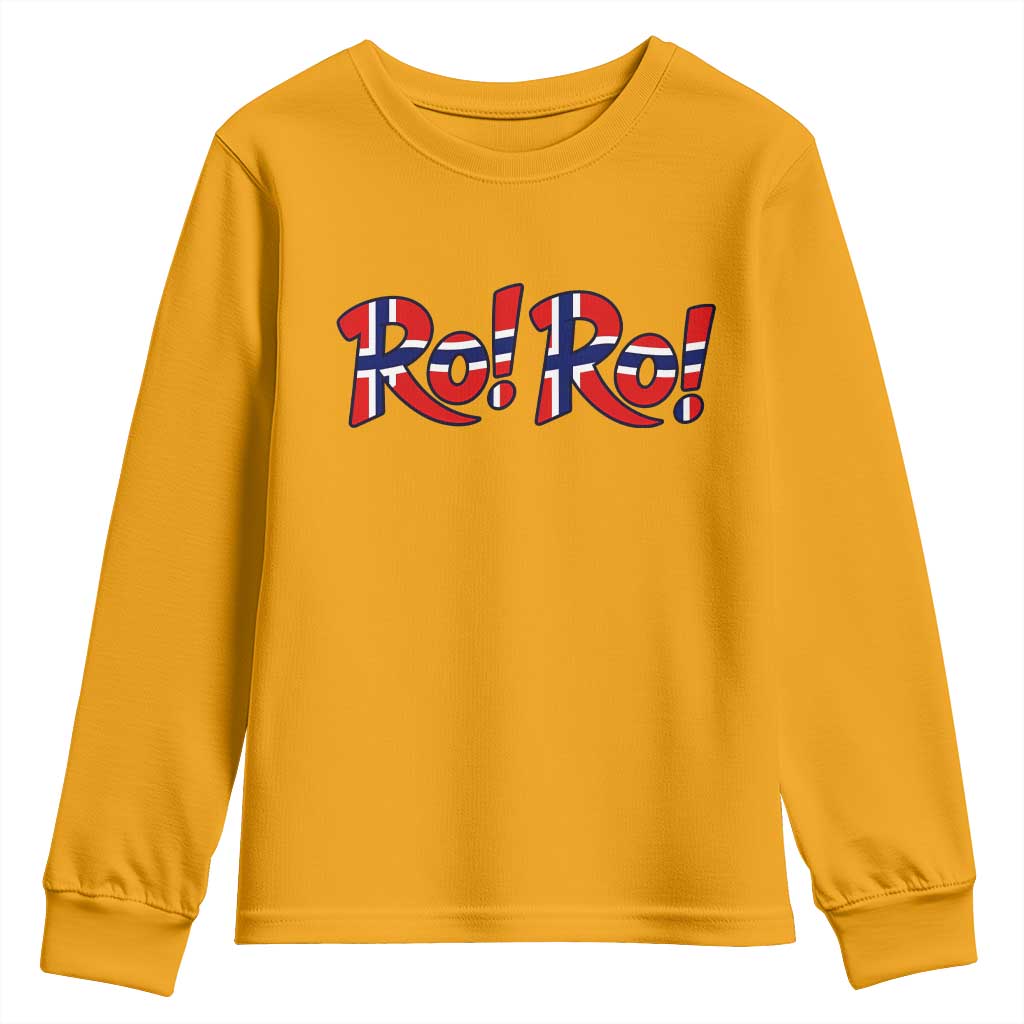 Funny Norway Flag Ro Ro Typography Graphic Youth Sweatshirt Norge Norwegian Flag Football Fans