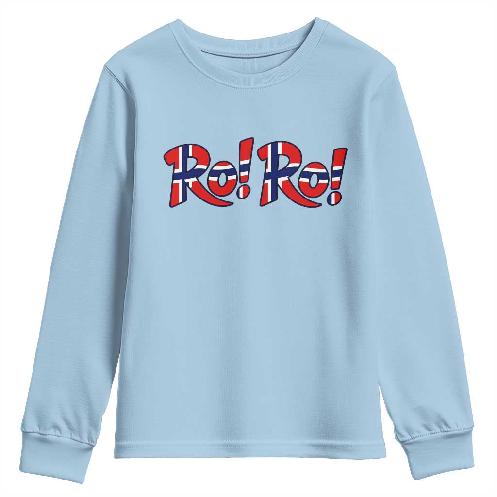 Funny Norway Flag Ro Ro Typography Graphic Youth Sweatshirt Norge Norwegian Flag Football Fans