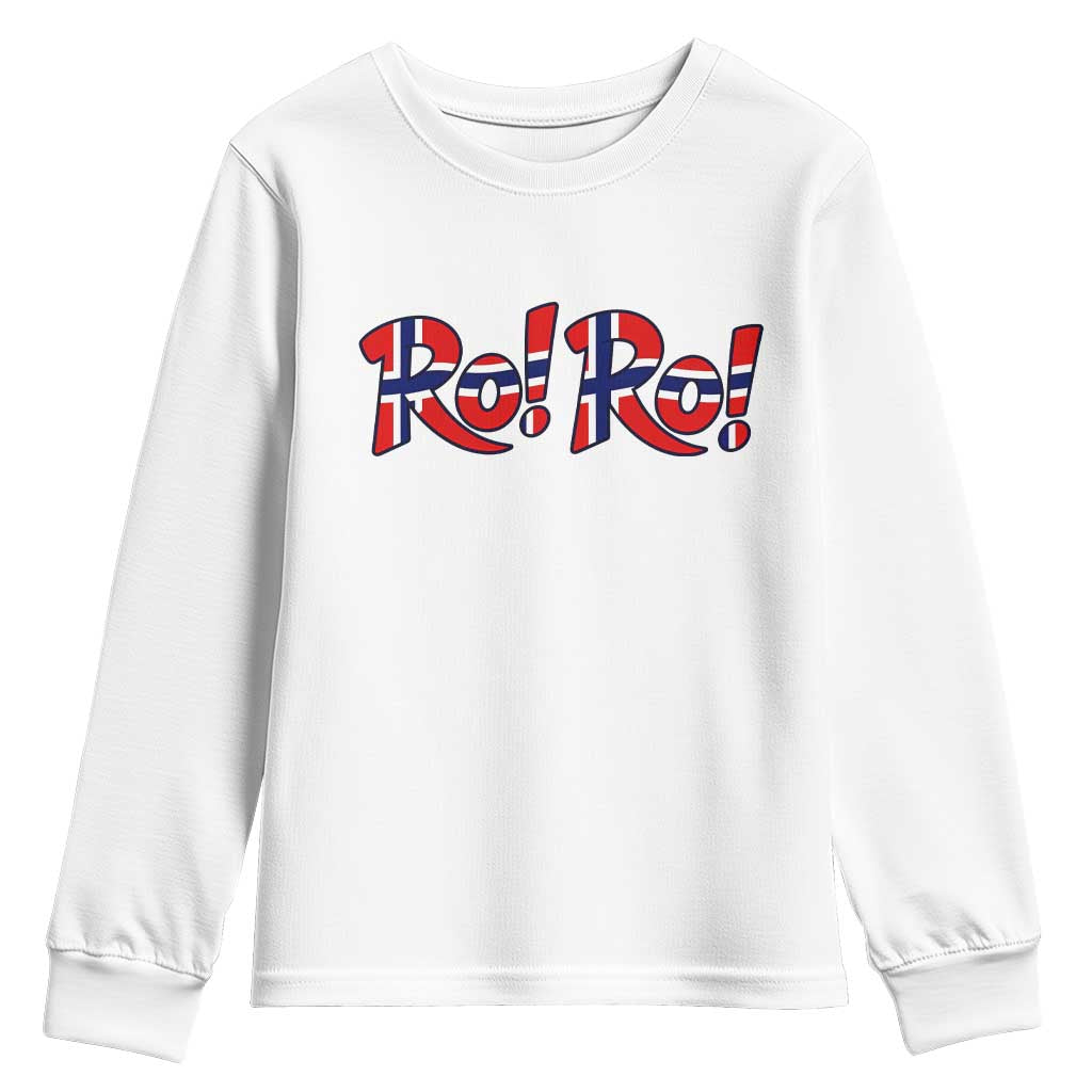 Funny Norway Flag Ro Ro Typography Graphic Youth Sweatshirt Norge Norwegian Flag Football Fans