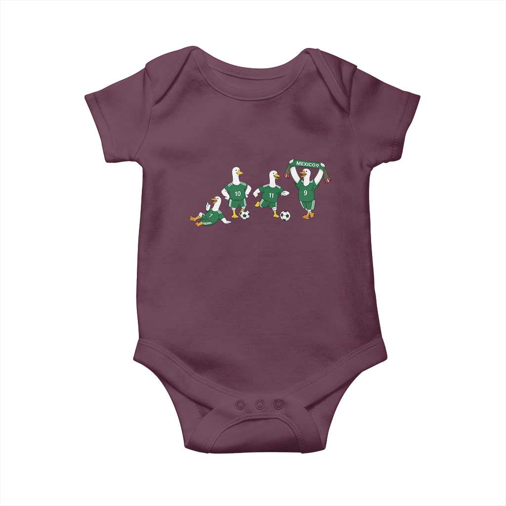 Funny Mexico Merlin the Duck Playing Soccer Graphic Baby Onesie Mexican Spirit Football Fans Cheer