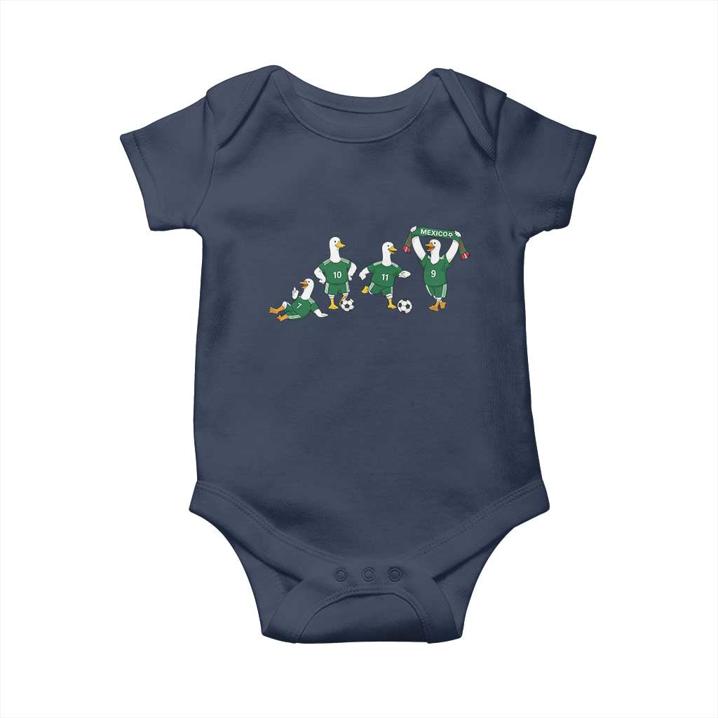 Funny Mexico Merlin the Duck Playing Soccer Graphic Baby Onesie Mexican Spirit Football Fans Cheer