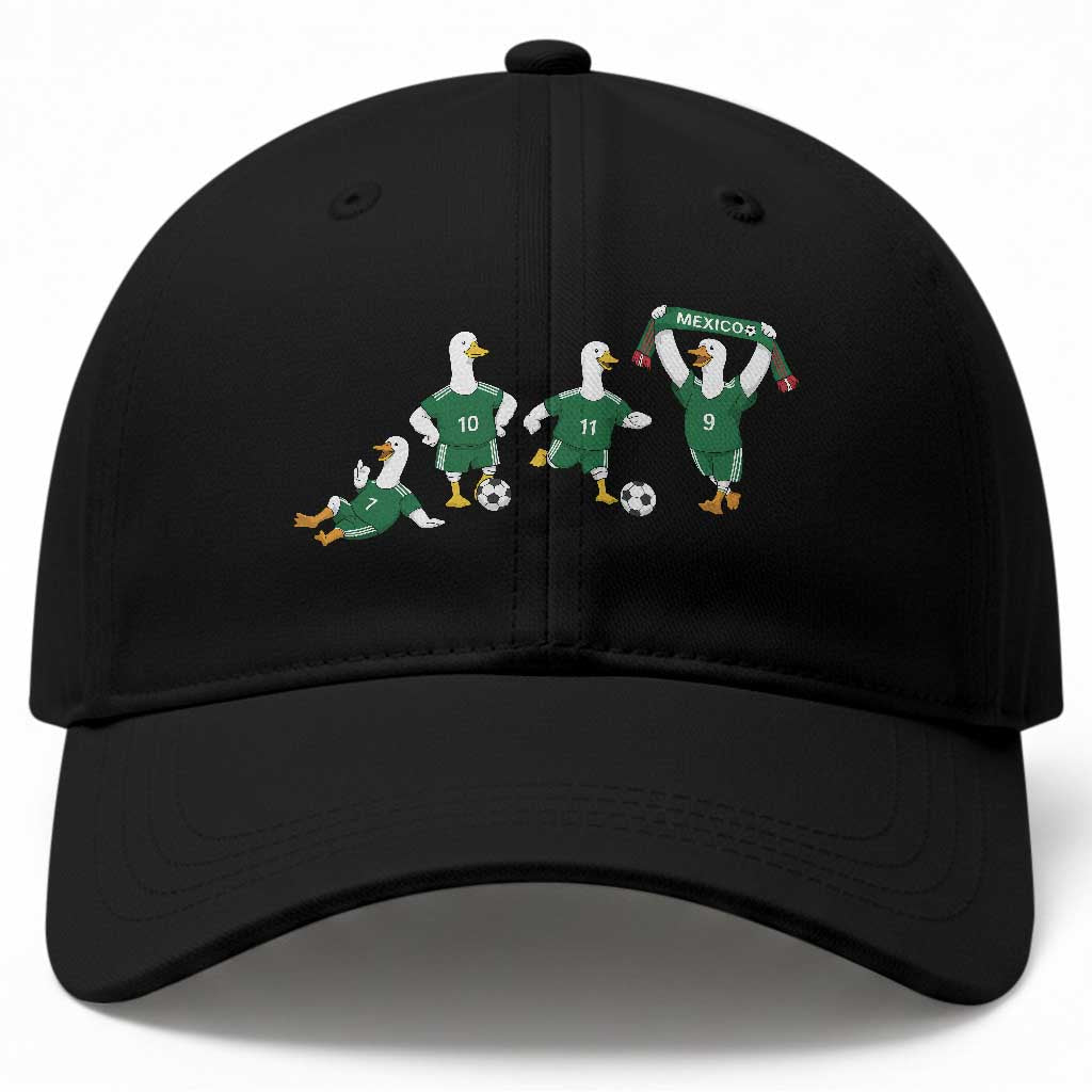Funny Mexico Merlin the Duck Playing Soccer Graphic Baseball Cap Mexican Spirit Football Fans Cheer