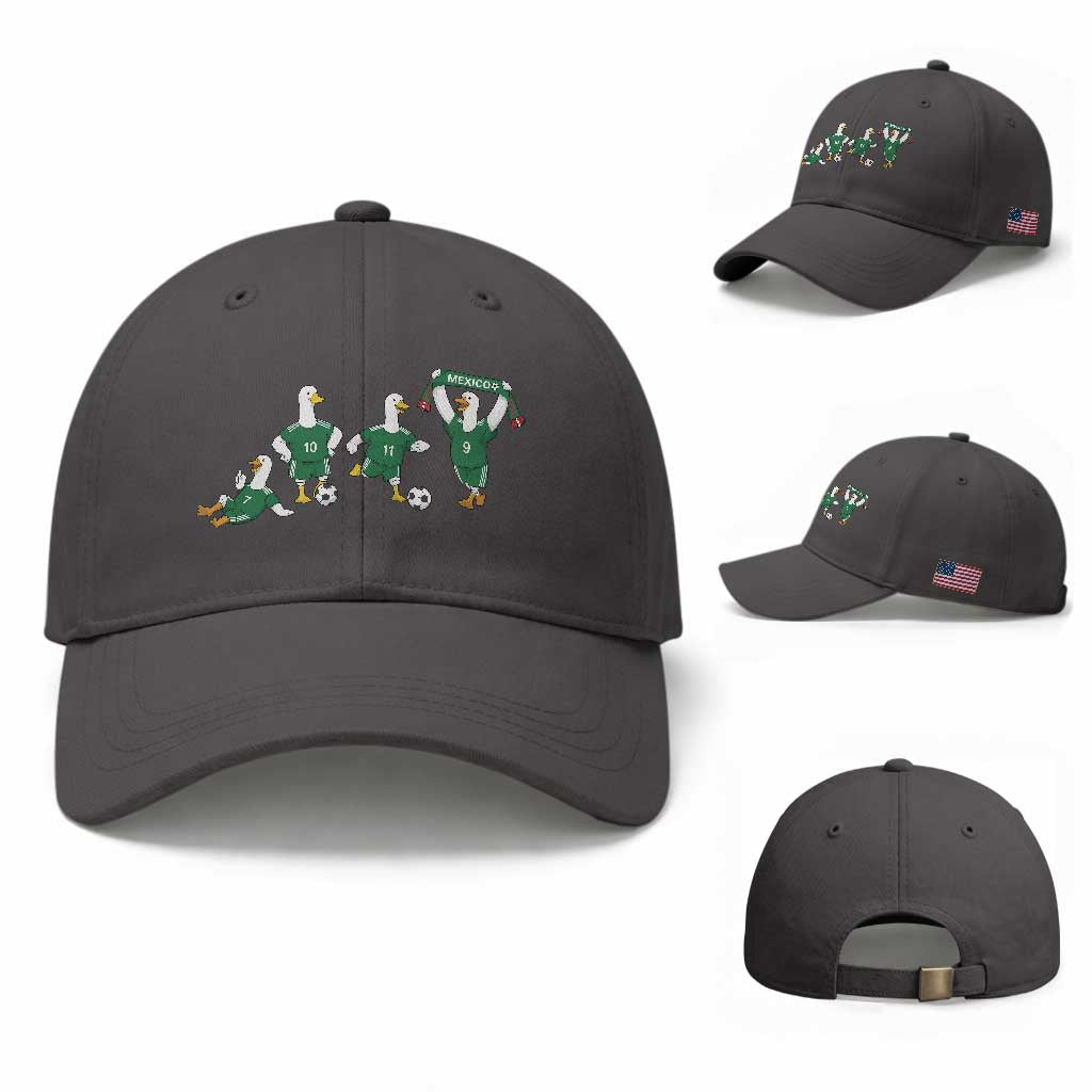 Funny Mexico Merlin the Duck Playing Soccer Graphic Baseball Cap Mexican Spirit Football Fans Cheer