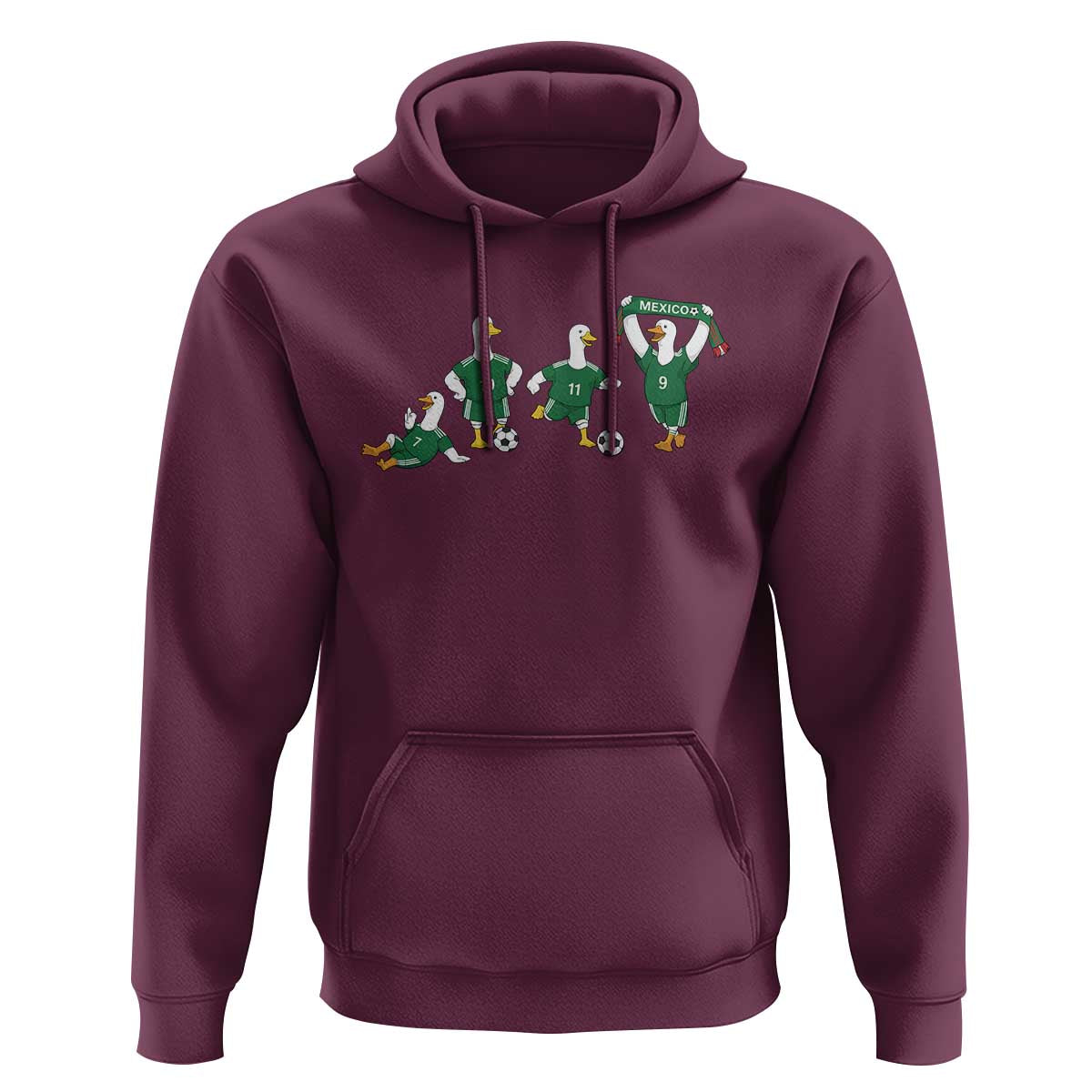 Funny Mexico Merlin the Duck Playing Soccer Graphic Hoodie Mexican Spirit Football Fans Cheer