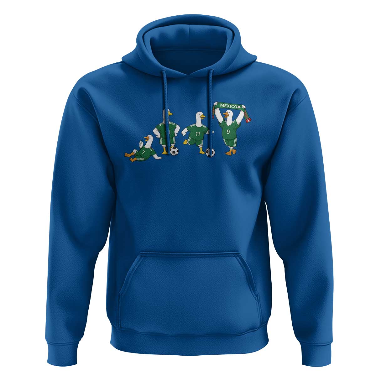 Funny Mexico Merlin the Duck Playing Soccer Graphic Hoodie Mexican Spirit Football Fans Cheer