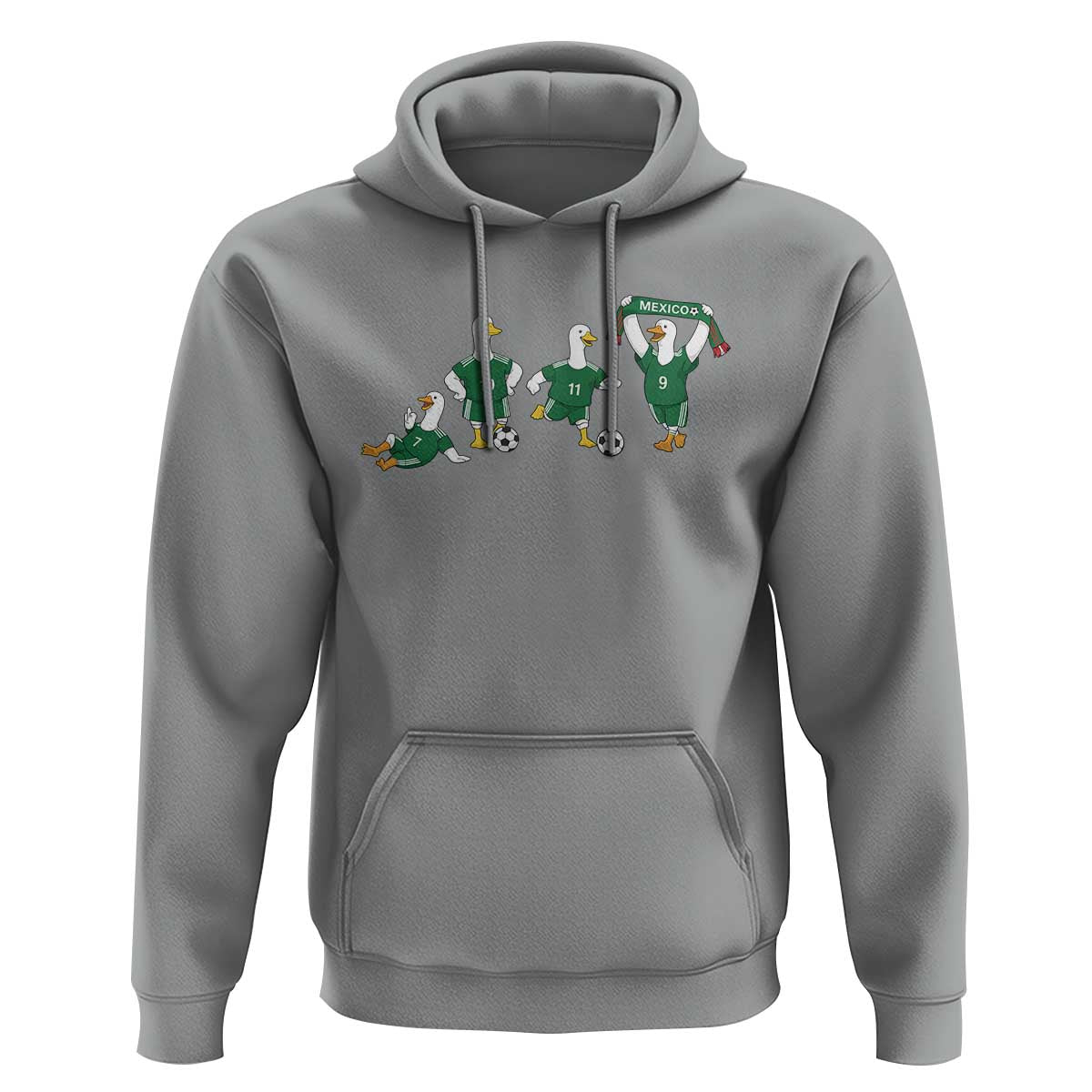 Funny Mexico Merlin the Duck Playing Soccer Graphic Hoodie Mexican Spirit Football Fans Cheer