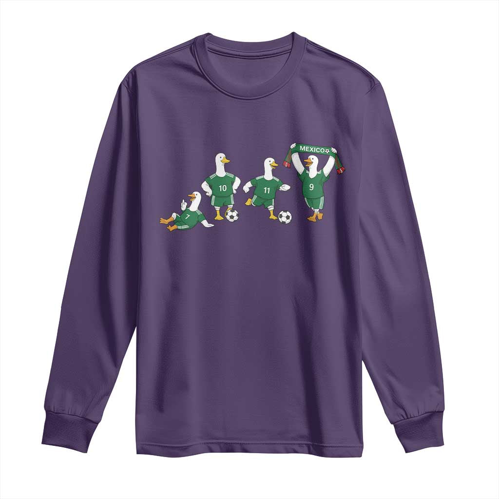 Funny Mexico Merlin the Duck Playing Soccer Graphic Long Sleeve Shirt Mexican Spirit Football Fans Cheer