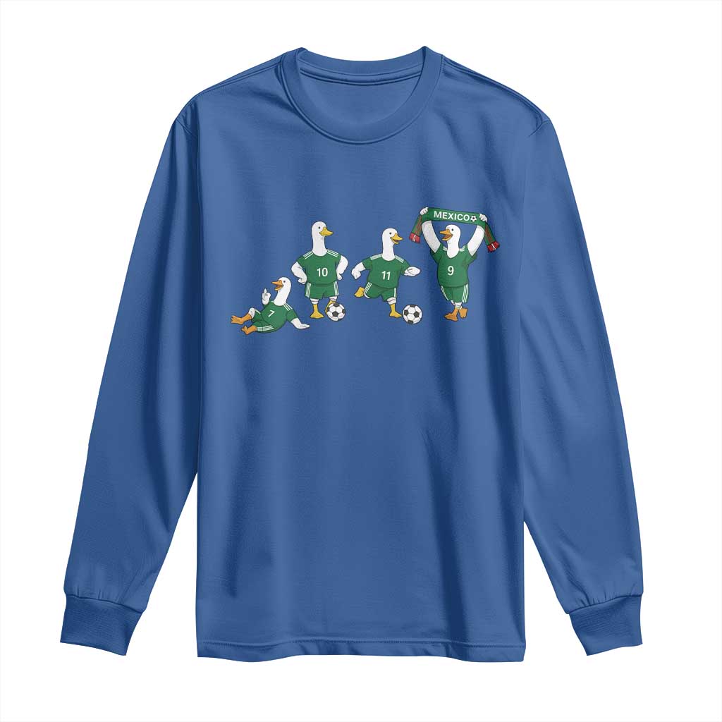 Funny Mexico Merlin the Duck Playing Soccer Graphic Long Sleeve Shirt Mexican Spirit Football Fans Cheer