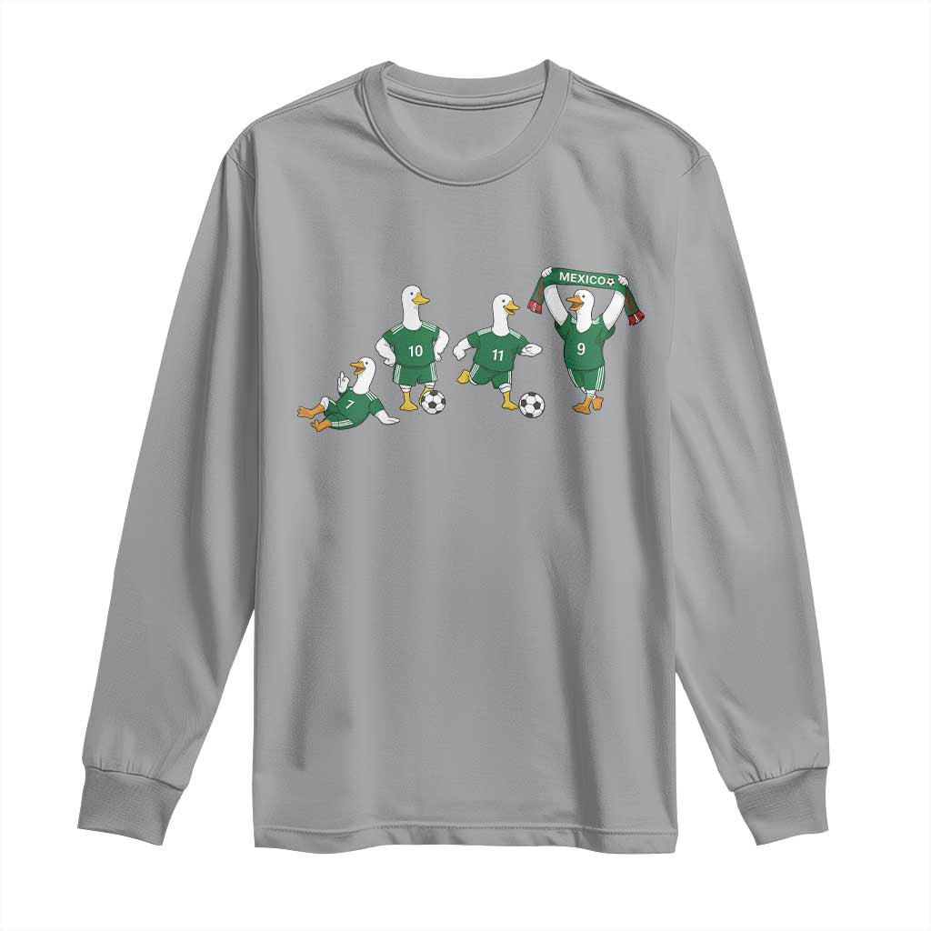 Funny Mexico Merlin the Duck Playing Soccer Graphic Long Sleeve Shirt Mexican Spirit Football Fans Cheer
