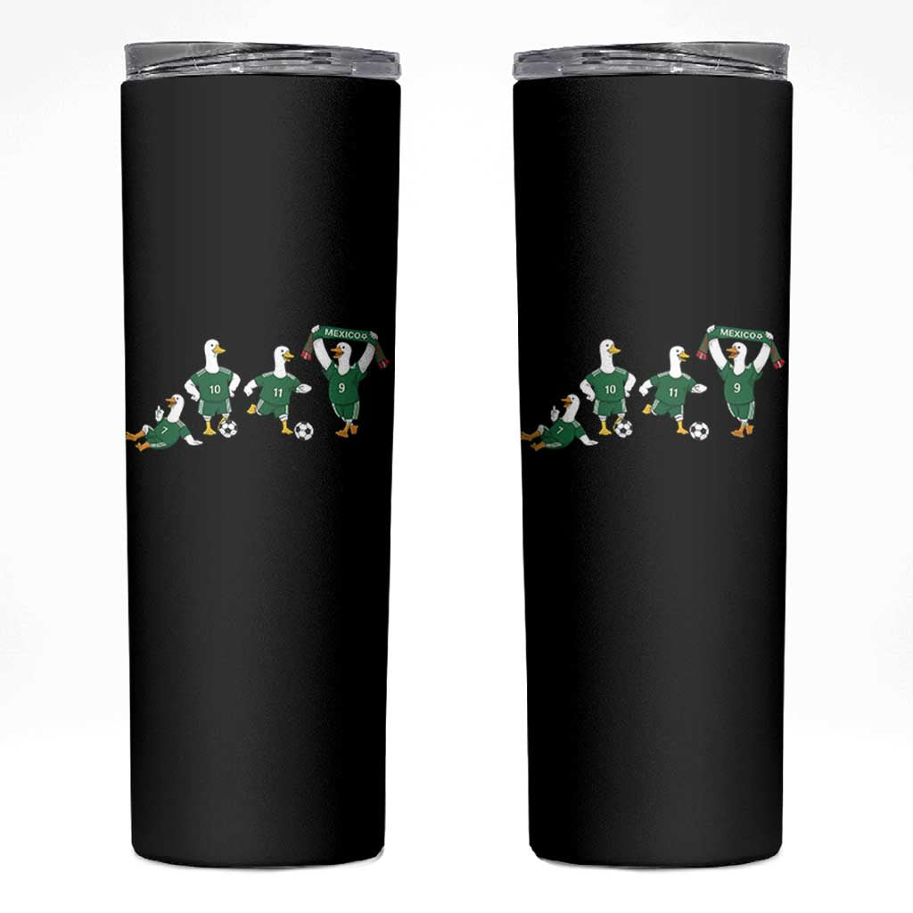 Funny Mexico Merlin the Duck Playing Soccer Graphic Skinny Tumbler Mexican Spirit Football Fans Cheer