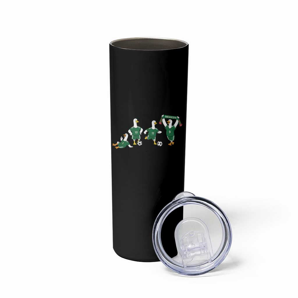 Funny Mexico Merlin the Duck Playing Soccer Graphic Skinny Tumbler Mexican Spirit Football Fans Cheer