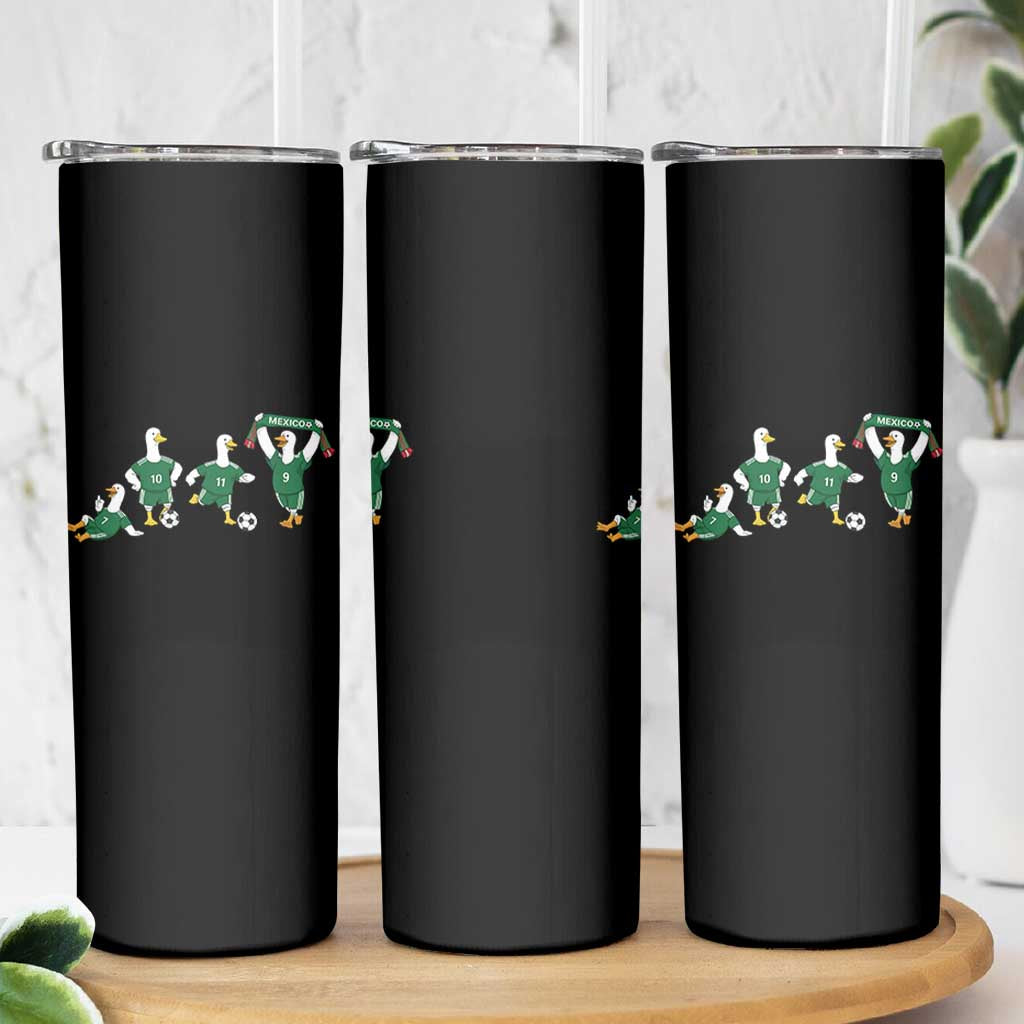 Funny Mexico Merlin the Duck Playing Soccer Graphic Skinny Tumbler Mexican Spirit Football Fans Cheer
