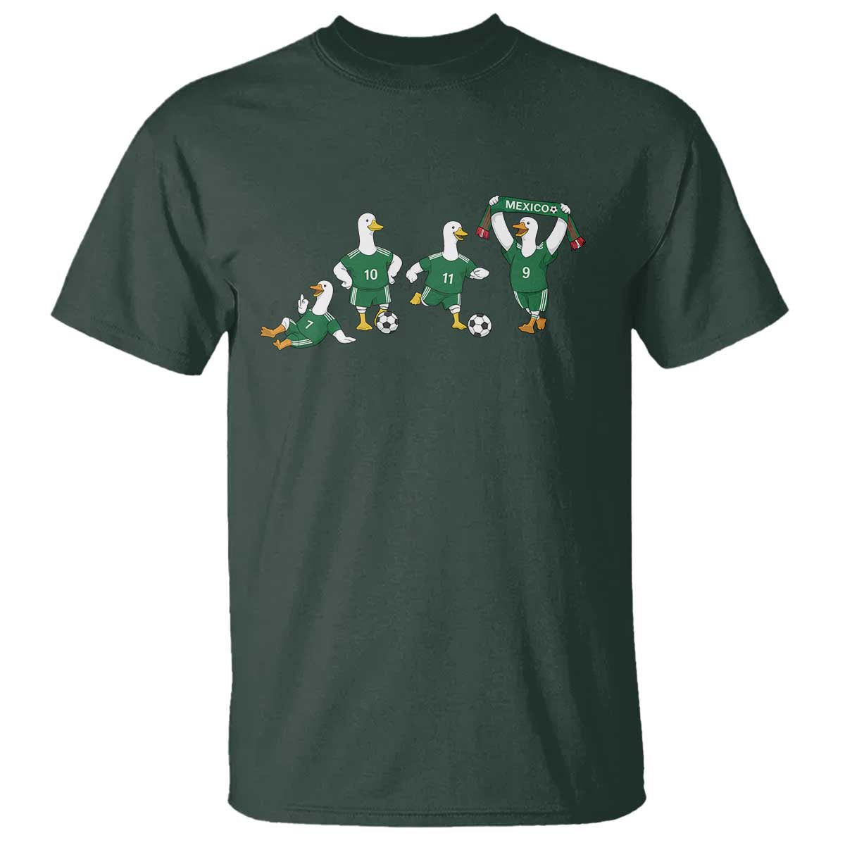Funny Mexico Merlin the Duck Playing Soccer Graphic T Shirt Mexican Spirit Football Fans Cheer