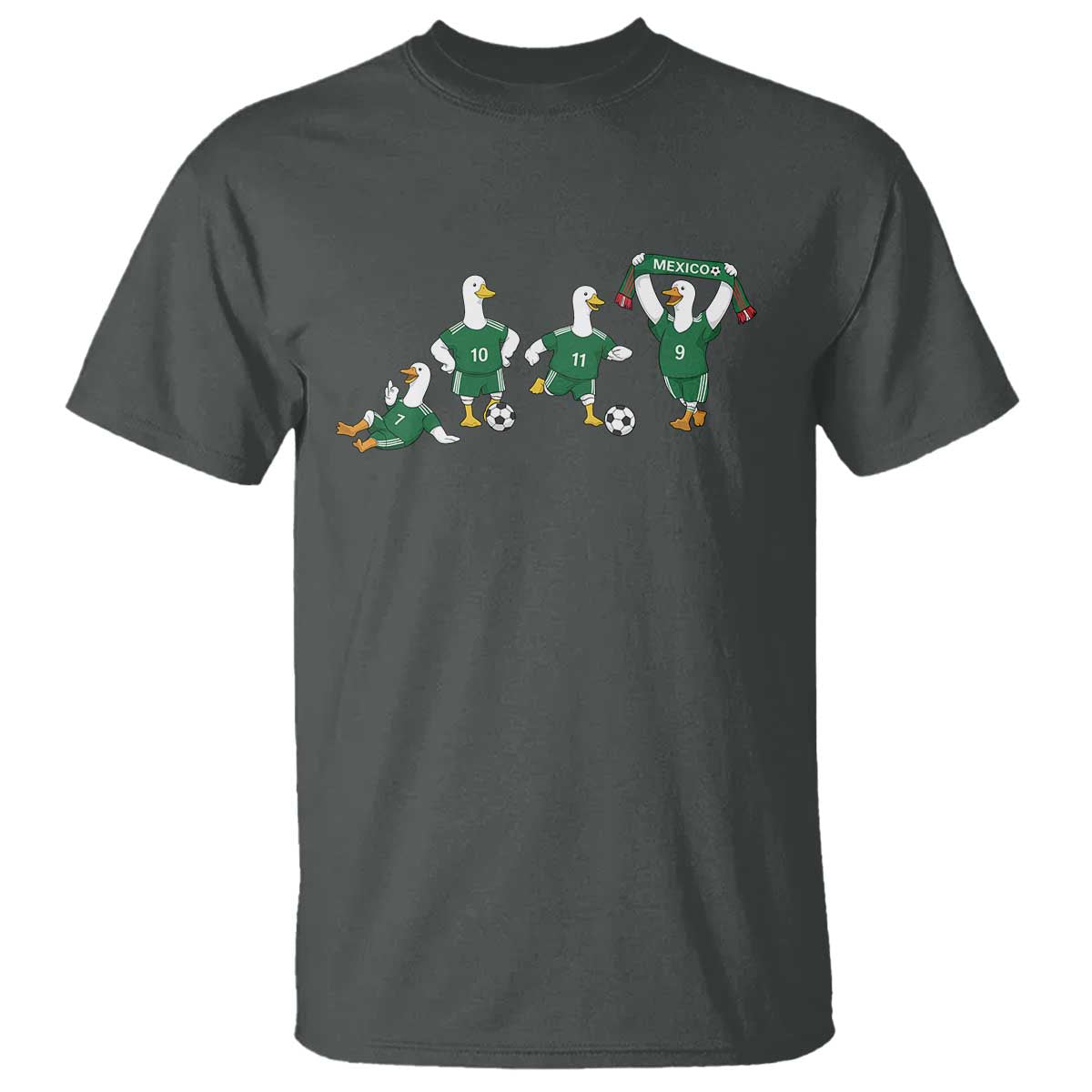 Funny Mexico Merlin the Duck Playing Soccer Graphic T Shirt Mexican Spirit Football Fans Cheer