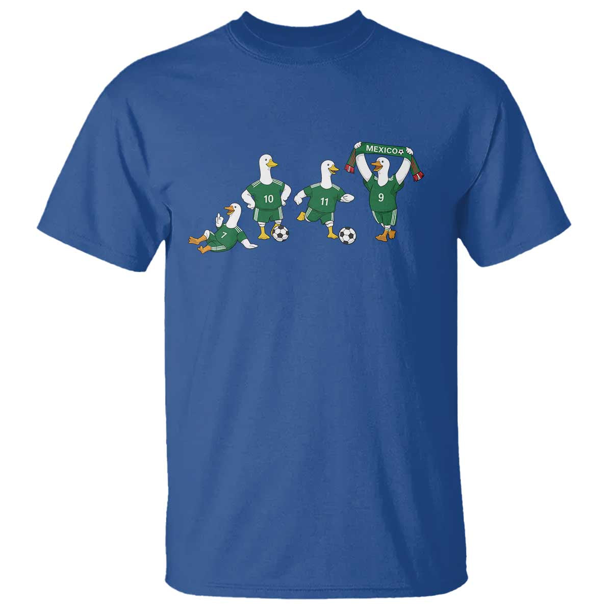 Funny Mexico Merlin the Duck Playing Soccer Graphic T Shirt Mexican Spirit Football Fans Cheer