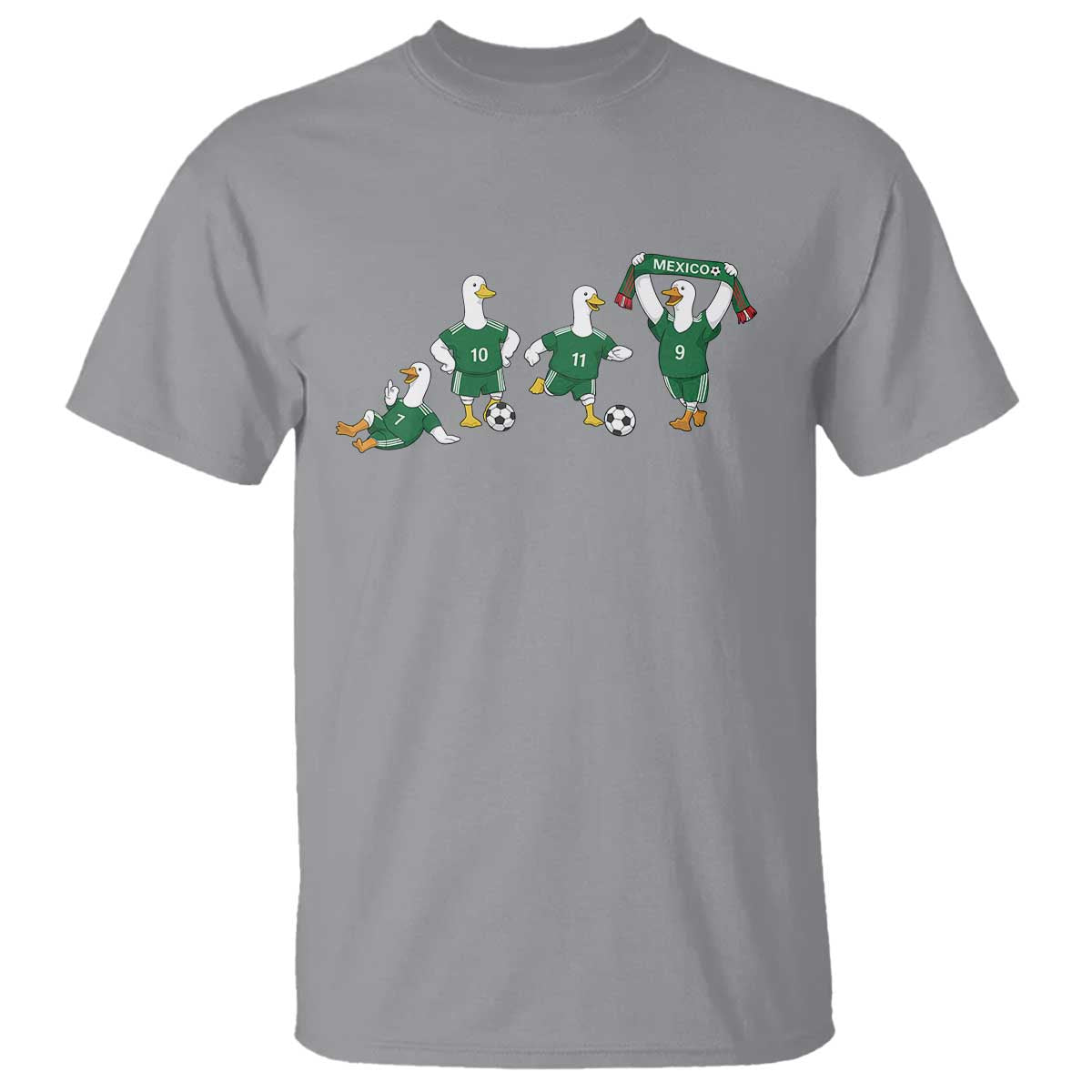 Funny Mexico Merlin the Duck Playing Soccer Graphic T Shirt Mexican Spirit Football Fans Cheer