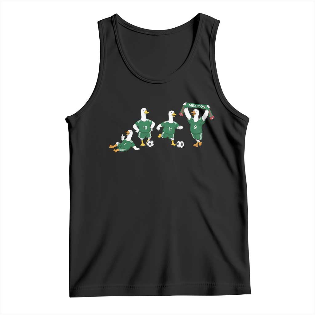 Funny Mexico Merlin the Duck Playing Soccer Graphic Tank Top Mexican Spirit Football Fans Cheer