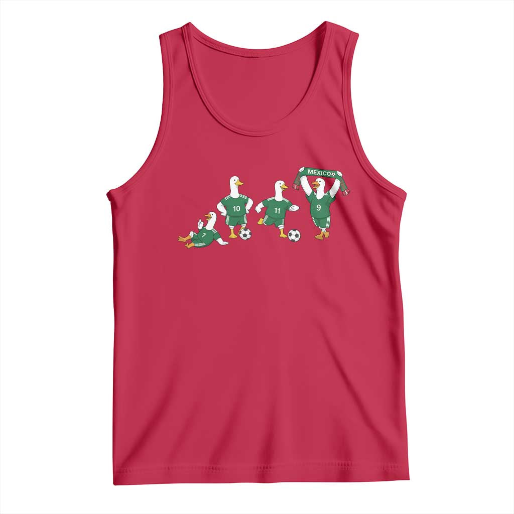 Funny Mexico Merlin the Duck Playing Soccer Graphic Tank Top Mexican Spirit Football Fans Cheer