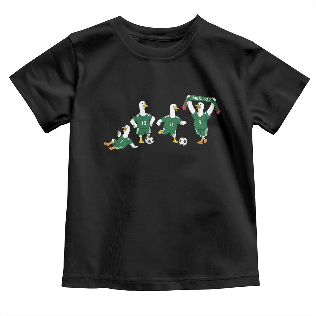Funny Mexico Merlin the Duck Playing Soccer Graphic Toddler T Shirt Mexican Spirit Football Fans Cheer