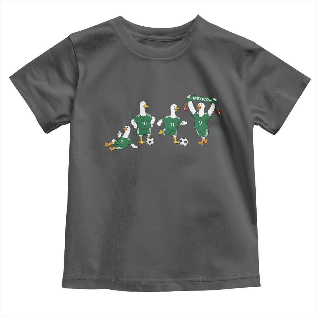 Funny Mexico Merlin the Duck Playing Soccer Graphic Toddler T Shirt Mexican Spirit Football Fans Cheer