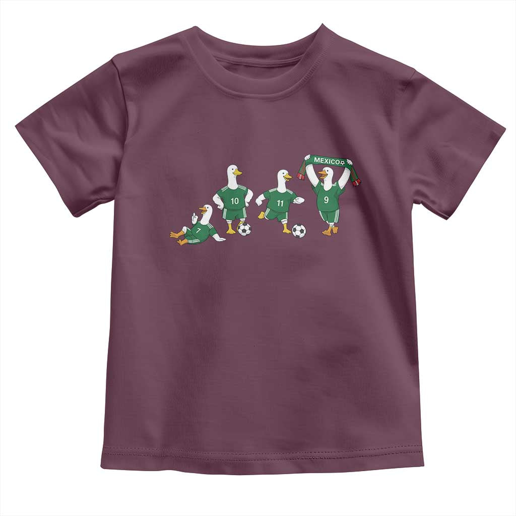 Funny Mexico Merlin the Duck Playing Soccer Graphic Toddler T Shirt Mexican Spirit Football Fans Cheer